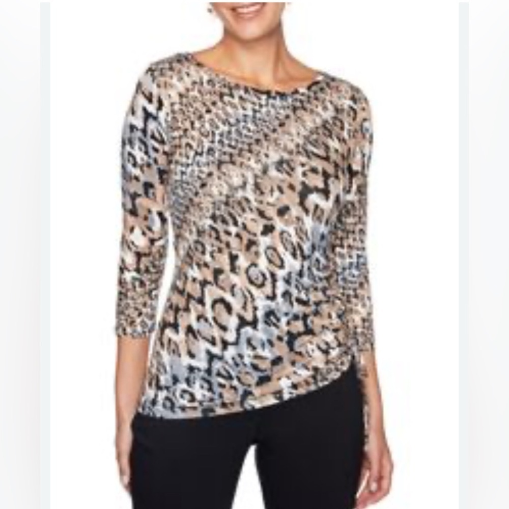 NWOT Ruby Roads Women’s 3/4 Sleeve Blouse With Cinched Tie Side